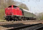 Als zweites kam dann der Zug mit 211 019-5 und der diesmal schiebenden 50 3610-8 von Sontra zurck nach Bebra. Aufgenommen am 28.04.2012 in Cornberg.