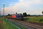 Saar Mosel Rail 212 024-4 mit 225 133-8 und Schotterwagen am 19.07.20 in Beienheim