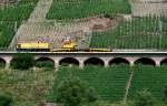 212 257-0 der DBG Mit einem Bauzugwagen -> Richtung Trier auf dem Pndericher Hangviadukt 13.8.09