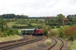 212 133 mit Sonderzug am 27.08.2011 bei der Einfahrt in Groenlder