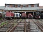 212 062-4, 212 001-2, 212 133-3, Köf 2 323 650-2 und 01 150 im Bw Hanau beim Lokscuppnefest am 03.05.14