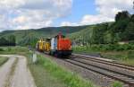 212 256 mit Bauzug Richtung Ulm bei Schelklingen am 15.6.2014