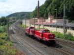 212 297-6 der Rennsteigbahn zieht am 30. August 2014 die 212 339 der Rennsteigbahn durch Kronach in Richtung Saalfeld.