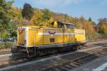 Lok 3 der Baufirma H.F.Wiebe (92 80 1 212 192-9)am 13.10.2015 im Bahnhof Hersbruck (rechts der Pegnitz).