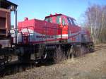 V150.05 der SGL (Schienen Gter Logistik) am 31.03.09 abgestellt in Arnsberg. (V100-West- Vollmodernisierung Alstrom BR 214)