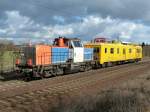 SONATA 214 006-9 (NVR: 92 80 1214 006-9 D-SONRA) hat 708 327-2 DB Netzinstandhaltung im Schlepp - Lehrte/Ahlten - 24.02.2016   Weitere Bilder zum Thema Bahnfotografie gibt es auf meiner Site unter:  