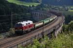 215 086-0 passiert am 17.08.2012 mit DBV 93808 von Brackwede nach Crailsheim den Bekeviadukt in Altenbeken.
