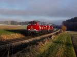 Die 216 224 und die 215 001 am 06.01.2020 unterwegs bei Geisenhausen.