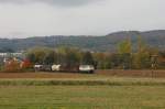 216 224 am 22.10.2010 mit Gterzug zwischen Friedensdorf (Dautphe) und Buchenau