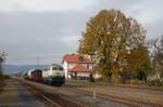 216 224 am 22.10.2010 mit Güterzug in Sarnau