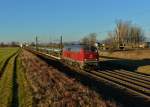 216 224 mit einem leeren Autozug am 14.01.2016 bei Plattling.