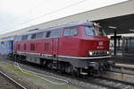 Diesel Lok 216 224-6 verlässt den Badischen Bahnhof. Die Aufnahme stammt vom 24.11.2016.