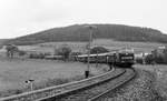  V 160 003 , Einfahrt Miltach (16.6.1985).