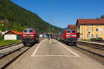 218 435-6 und 491-9 beim rangieren in Immenstadt am 27.5.17