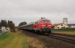 218 399-4 (ELBA) fuhr am 05.01.18 den DLr 1894 von Stuttgart nach Hof Hbf um Eishockey-Fans abzuholen.