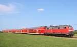 DB Regio 218 414-1 mit dem RE nach Füssen am 28.08.18 bei Seeg auf der König Ludwig Bahn 