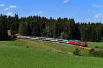 Die Mühldorfer Maschinen 218 428 und 430 brachten am 22. August 2018 den EC 195 von Lindau nach München HBF. Bei Heimhofen konnte ich den über die Allgäubahn umgeleiteten Fernzug aufnehmen. 