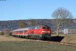 RE 22306 (Ulm Hbf-Donaueschingen) mit Schublok 218 436-4 bei Nendingen 15.2.19