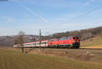 218 432-3 und 218 438-0 mit dem IC 119  Bodensee  (Dortmund Hbf-Innsbruck Hbf) bei Uhingen 17.2.19