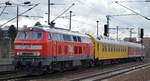 MEG  218 390-3/304  (NVR-Nummer:  9280 1 218 390-3 D-MEG ) mit Funkmesszug + Steuerwagen am 18.02.20 Durchfahrt Bf. Flughafen Berlin Schönefeld.