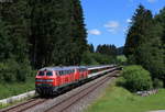 218 416-6 und 218 419-0 mit dem EC 194 (München Hbf-Zürich HB) bei Ellhofen 7.7.20