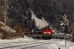 218 452-1 mit 452 am EuroCity EC194 kurz vor Oberstaufen. 7.12.20