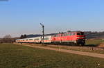 218 425-7 und 218 494-3 mit dem IC/RE 2013  Allgäu  (Dortmund Hbf-Oberstdorf) bei Bad Grönenbach 6.3.21