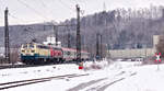 218 460 „Conny“+218 421 mit IC118 Innsbruck-Dortmund am 11.12.2021 in Amstetten.