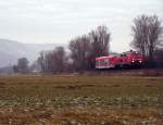 Am Nachmittag des 29.Dezember 2007 fuhr die 218 360-6 mit einem 650er im schlepp die Brenzbahn nach Ulm. Hier bei Knigsbronn.