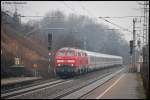 218 204-6 und 218 163-4 ziehen am 08.03.08 mit vereinten Krften IC 2012 nach Hannover Hbf, aufgenommen bei der Durchfahrt von Gingen(Fils).
