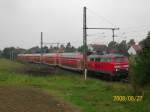 218 339-0 beschleunigt am Nachmittag des 26.08.08 den RE 21570 von Hamburg Hbf nach Lbeck Hbf kurz nach der Ausfahrt aus Reinfeld (Holst.) auf die Streckenhchstgeschwindigkeit von 140 kmh.