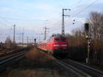 218 447 kurz vor der Einfahrt in Hannover HBF.