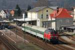 218 430 verlsst mit RE 353 nach Prag am 07.04.2009 den Bahnhof Schwandorf. Gru zurck an den Tf!