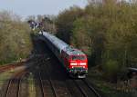 218 344-0 (Revision 15.04.2009 HBX)und 218 397-8 mit IC 2170 nach Westerland am 16.04.2009 in Tinnum.