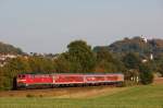 218 457 mit RE 352  Jan Hus  am 09.09.2009 bei Sulzbach-Rosenberg