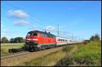 218 495-0 durchfährt am 21.10.2007 zum letzten Mal mit IC 1911 von Stralsund nach Köln den Hp Kummerow. Dies war der letzte Einsatz einer 218er im IC-Dienst auf der KBS 165.