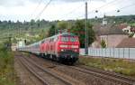 218 161 mit IC 2013 bei der Durchfahrt in Altbach Richtung Ulm am 21.9.2008