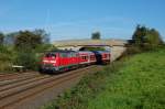 218 390 mit einem RE von Leipzig nach Hof am 11.09.2010 bei Reuth (Vogtland)