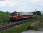 RE 3215 (Neustadt(Schwarzw)-Ulm Hbf mit Schublok 218 443-0 in Dggingen 4.9.10