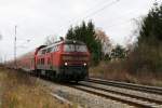 218 418-2 mit einem RE auf dem Weg nach Mhldorf. Poing, 06.11.10