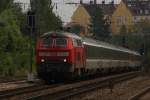 218 426-5 + 218 421-6 mit einem Eurocity in Mnchen Heimeranpalatz am 14.08.2010