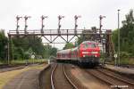 218 447 am 11.06.2011 mit einem RE von Hannover nach Bad Harzburg bei der Einfahrt in den Zielbahnhof.