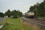 218 105-5 schiebt Ihre RB 23 in den Bahnhof Rheinbach am 22.07.11.