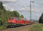 Mit ihrem IRE-Sprinter aus Lindau nach Stuttgart Hbf ist 218 439-8 am 13.7.2012 bei Gppingen auf der Filsbahn unterwegs.