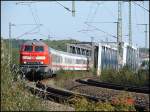 BR 218 839-9 mit dem IC 1909 aus Stralsund nach Kln. Aufgenommen am 24.9.06 kurz vor dem Rostocker Hbf