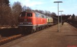 Im Februar 1982 verläßt 216 141-0 den Bahnhof Bigge-Ohlsberg