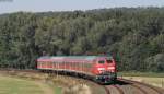 218 452-1 mit dem RE 14067 (Hannover Hbf-Bad Harzburg) bei Kleinelbe 3.10.13