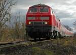 218 436-4 in der Nhe von Eriskirch mit dem in Lindau gestarteten IRE 4230 nach Stuttgart.