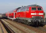 218 410-9 mit IRE 4246 von Lindau nach Stuttgart am 22.03.2013 beim planmäßigen Halt in Aulendorf.