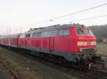 218 470 3 abgestellt mit einem RE im Bahnhof von goslar am 29.03.2014